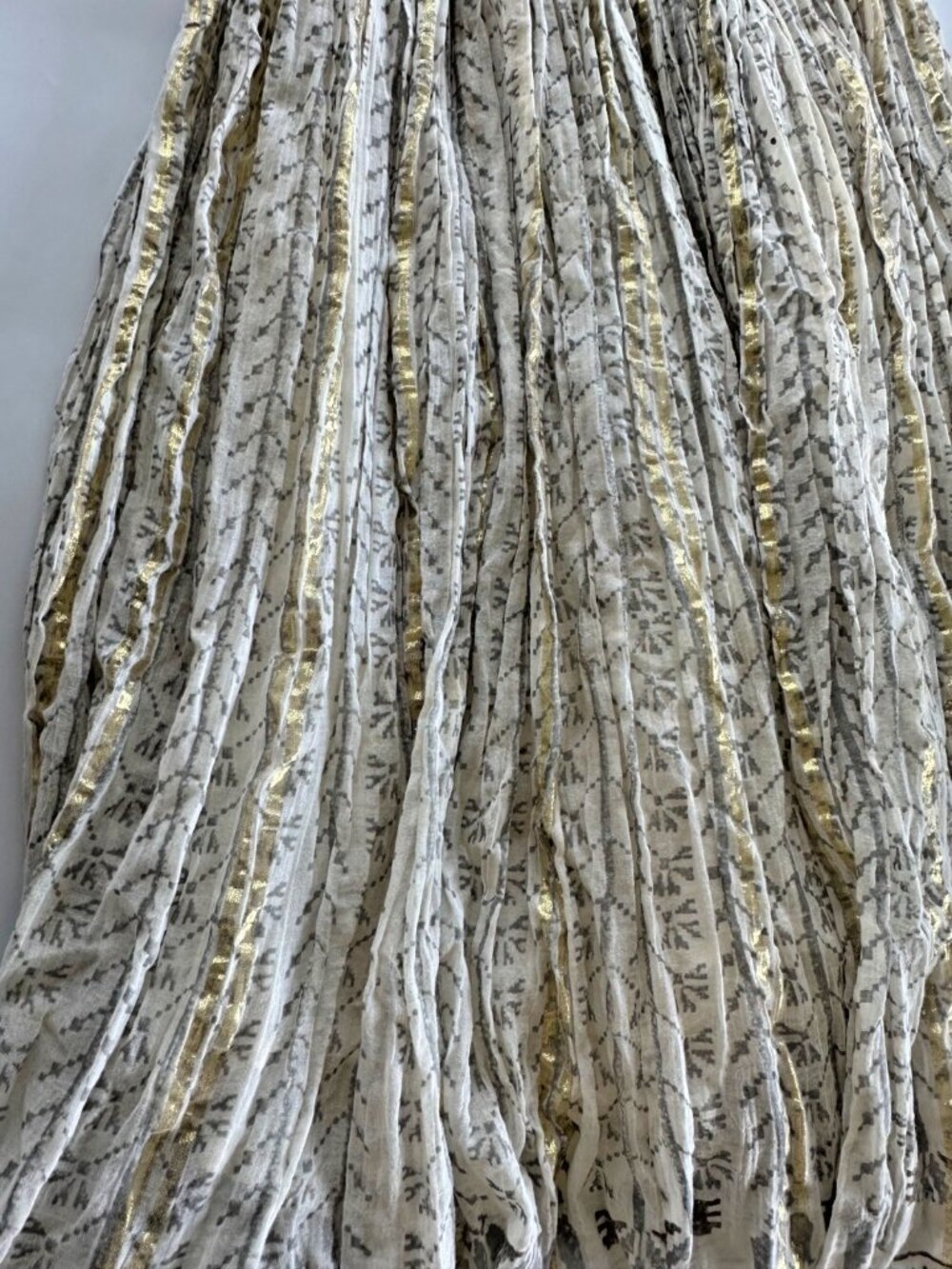 Mes Demoiselles Paris Cotton Lurex Pleated Maxi Skirt Size 38 Cream Gold - Picture 9 of 9